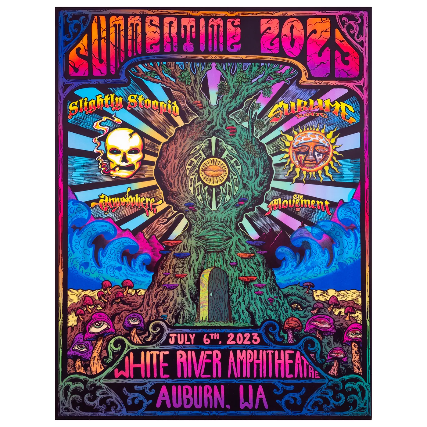 Slightly Stoopid 7/6/23 Auburn, WA Foil Show Poster by Illustration By Bo