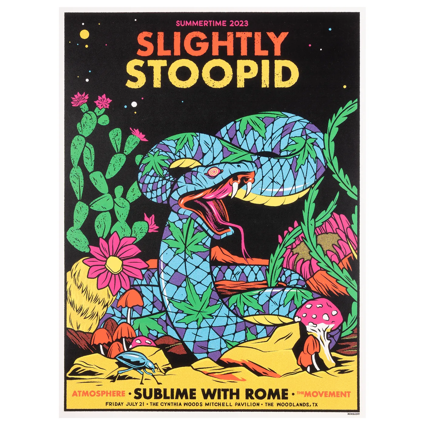 Slightly Stoopid 7/21/23 The Woodlands, TX Show Poster by Ivan Minsloff