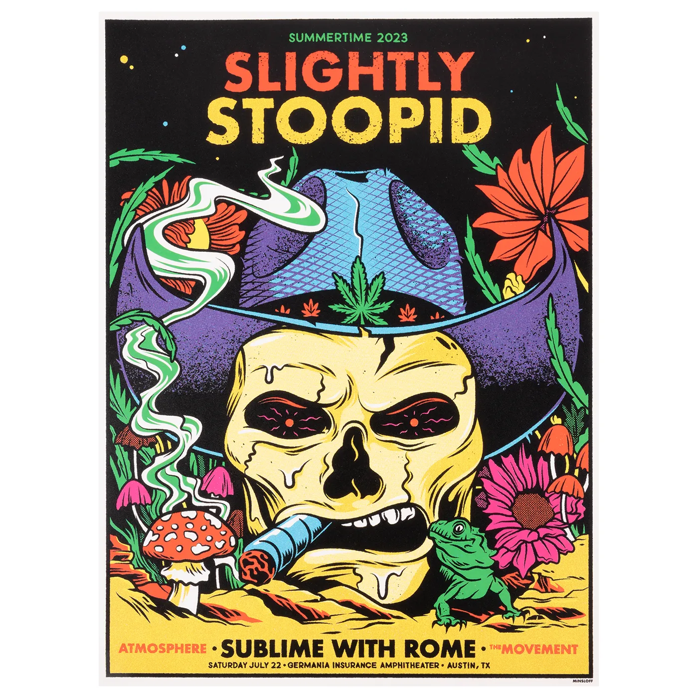 Slightly Stoopid 7/22/23 Austin, TX Show Poster by Ivan Minsloff