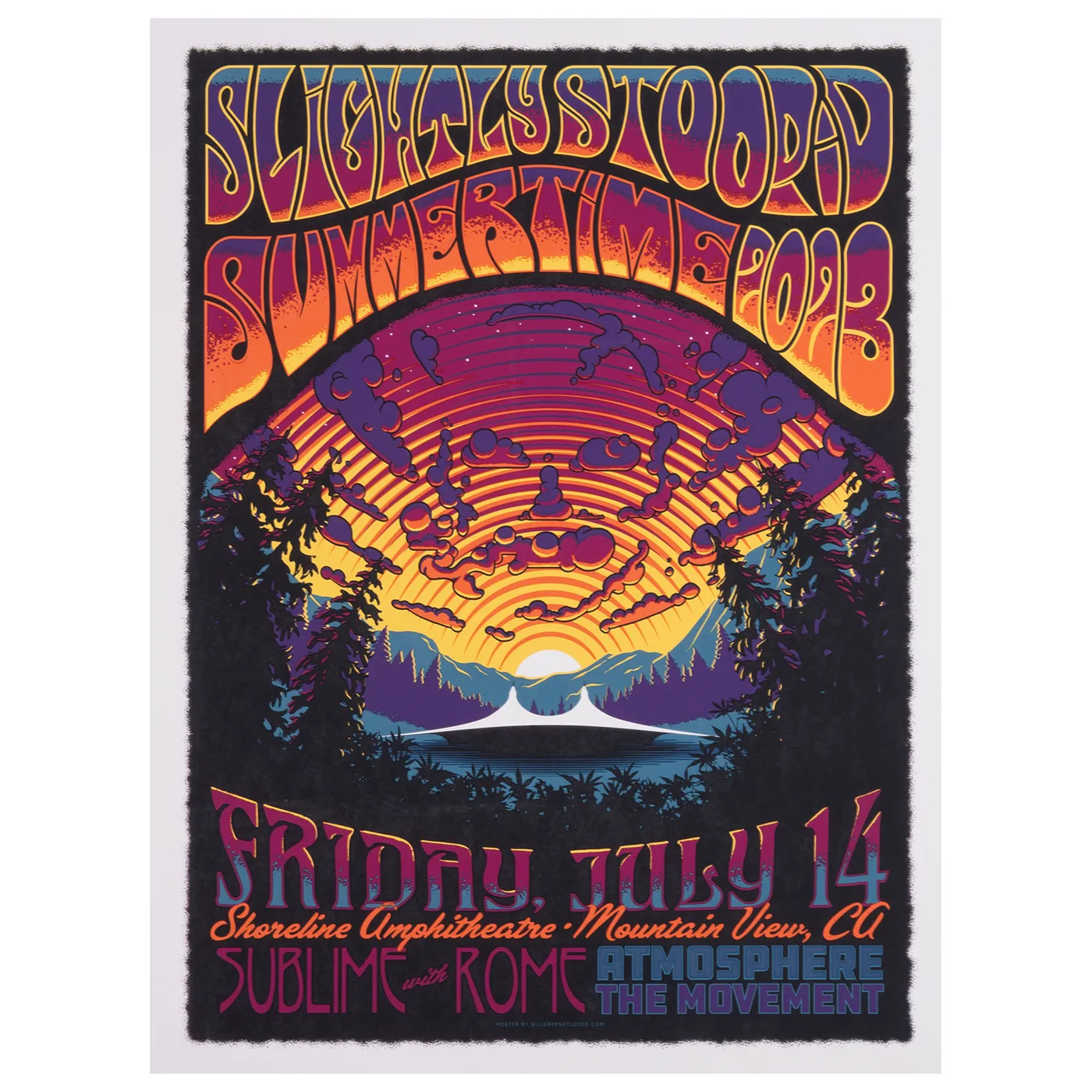 Slightly Stoopid 7/14/23 Mountain View, CA Show Poster by Bill Green