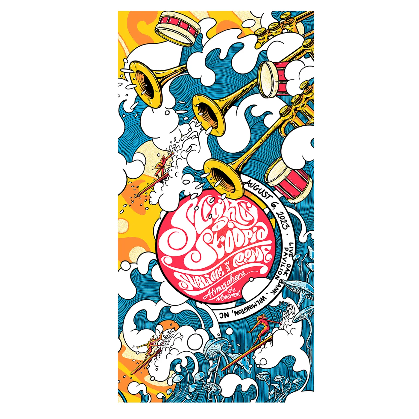 Slightly Stoopid 8/6/23 Wilmington, NC Show Poster by James Flames