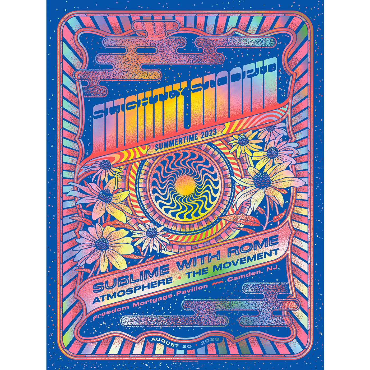 Slightly Stoopid 8/20/23 Camden, NJ Foil Show Poster by Chris Gallen