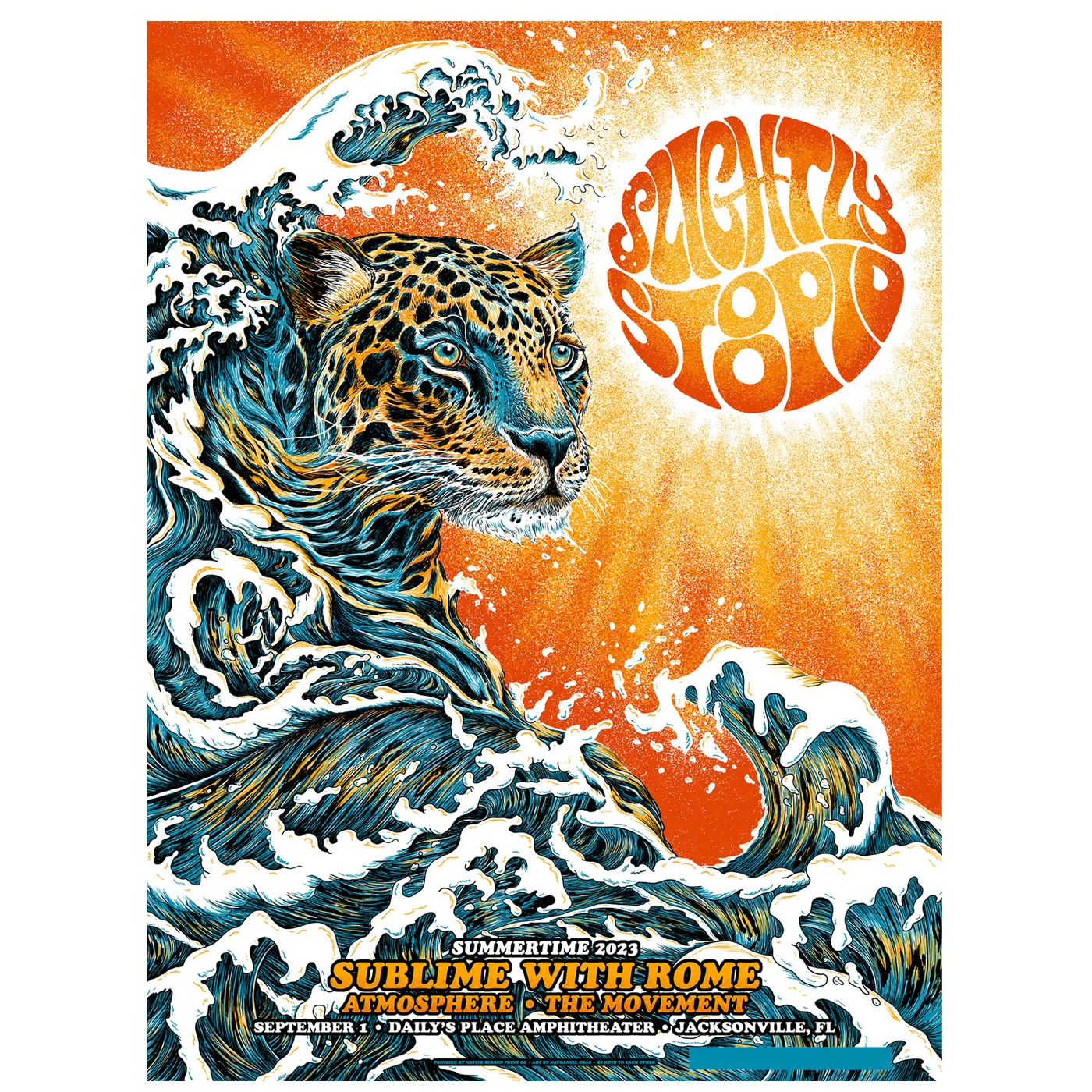 Slightly Stoopid 9/1/23 Jacksonville, FL Foil Show Poster by Nathaniel Deas