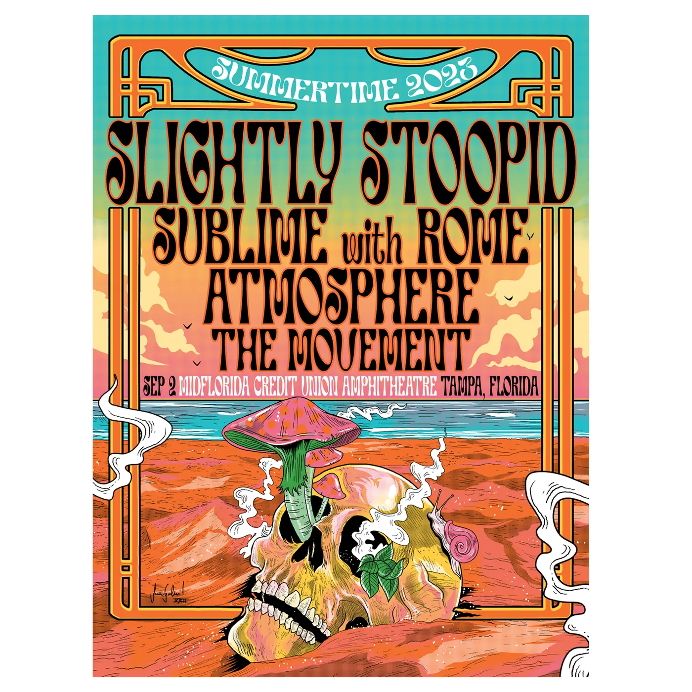 Slightly Stoopid 9/2/23 Tampa, FL Show Poster by Joo Gabriel