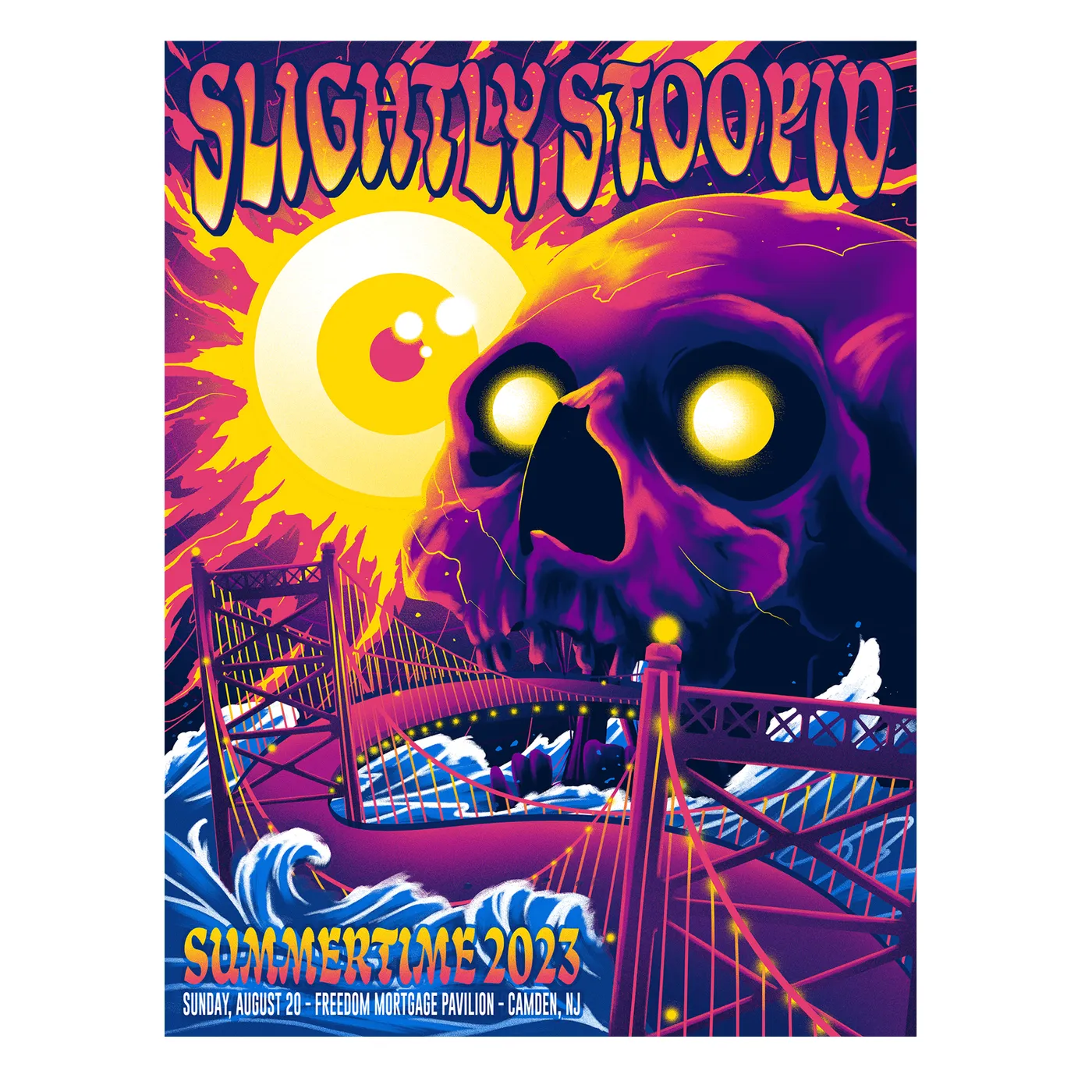 Slightly Stoopid 8/20/23 Camden, NJ Show Poster by Arno Kiss (Well Traveled)