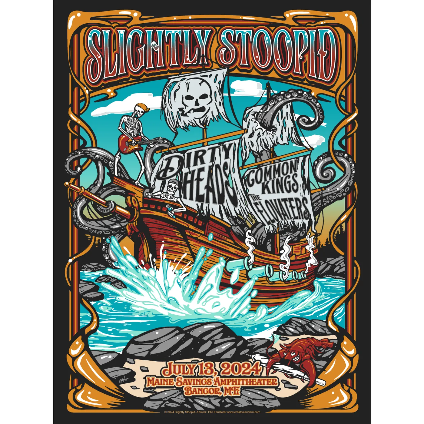 Slightly Stoopid 7/13/24 Bangor, ME Show Poster by Phil Fensterer
