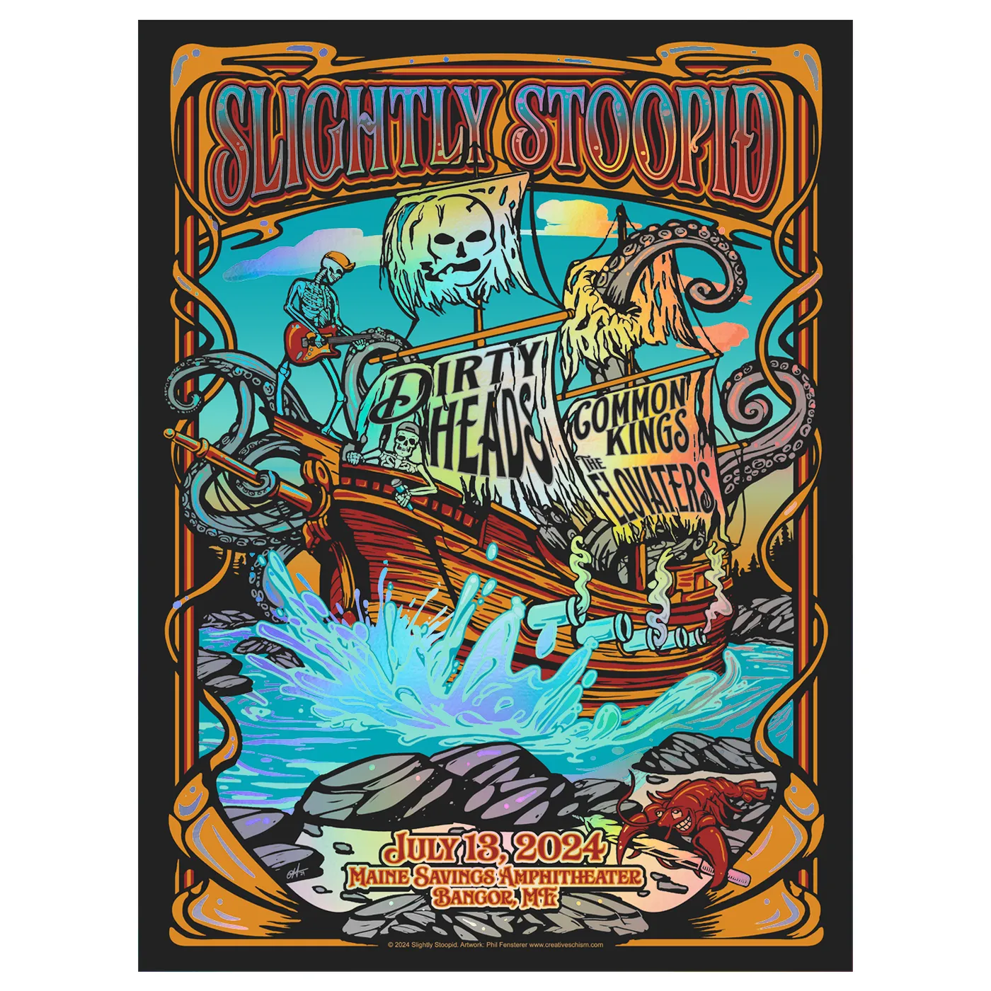 Slightly Stoopid 7/13/24 Bangor, ME Foil Show Poster by Phil Fensterer