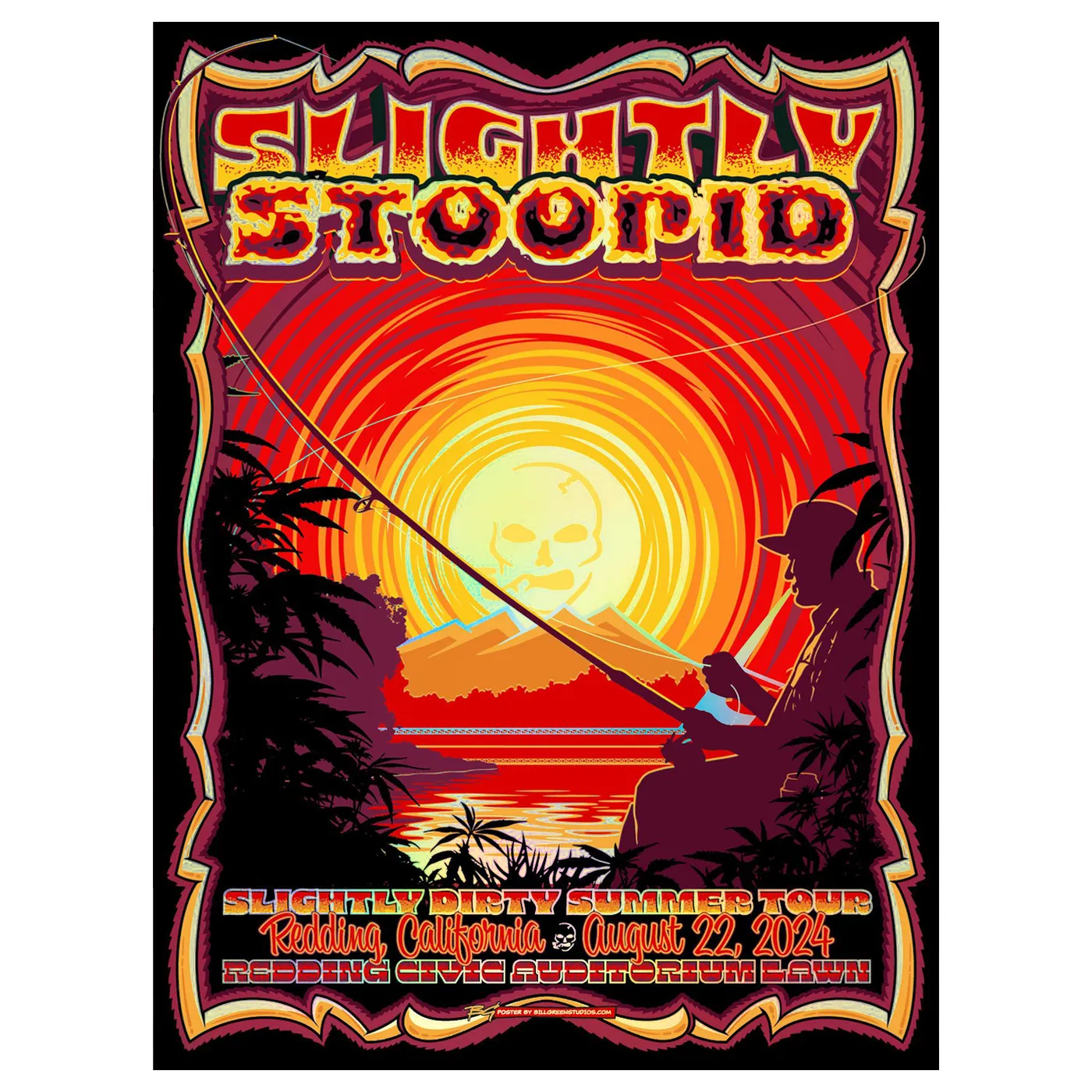 Slightly Stoopid 8/22/2024 Redding, CA Foil Show Poster by Bill Green
