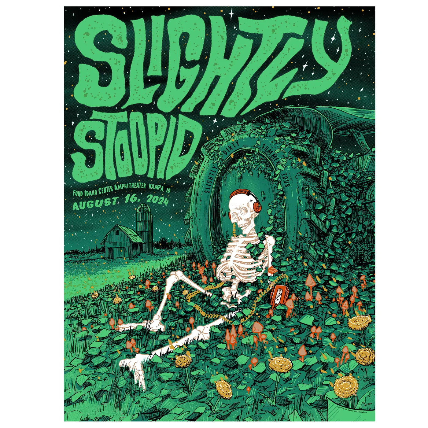 Slightly Stoopid 8/16/2024 Nampa, ID Show Poster by Barry Blankenship (Well Traveled)