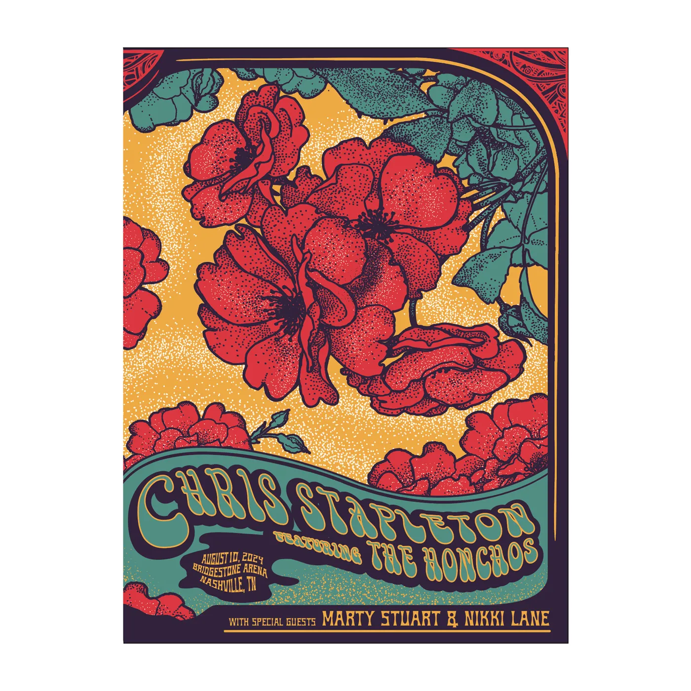 Chris Stapleton Show Poster – Nashville, TN – 08/10/2024