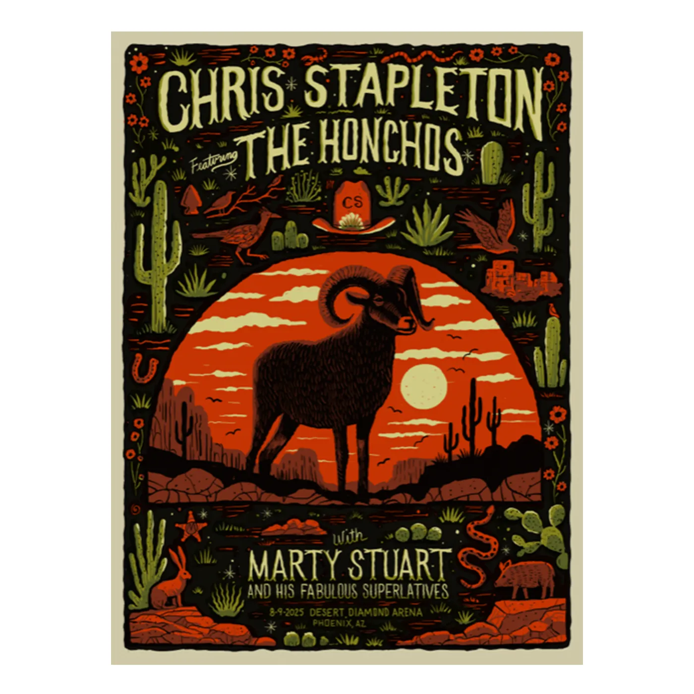 Chris Stapleton Show Poster  Phoenix, AZ  08/09/2025