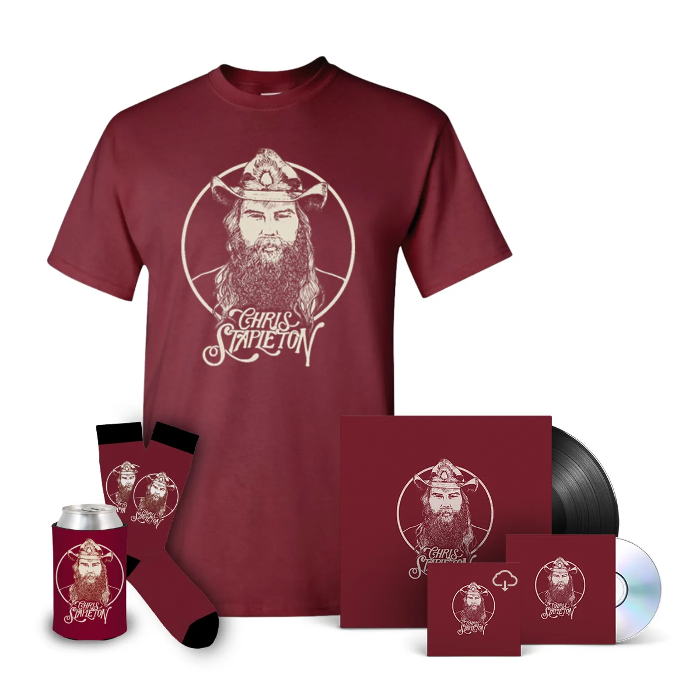 Chris Stapleton From A Room : Volume 2 - T-Shirt, Sock, and Drink Cooler Bundle