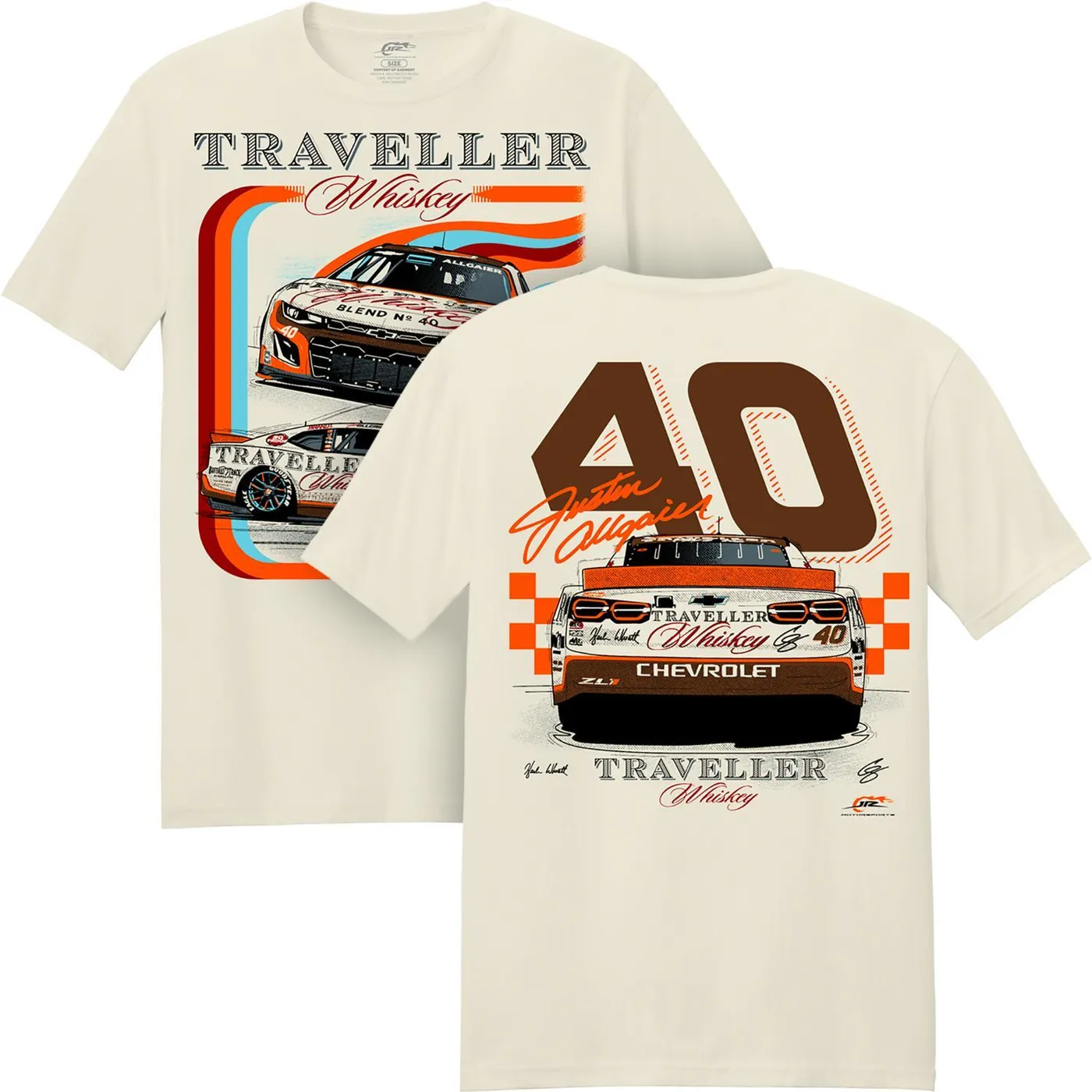 Chris Stapleton Justin Allgaier #40 Traveller Whiskey Natural T-shirt