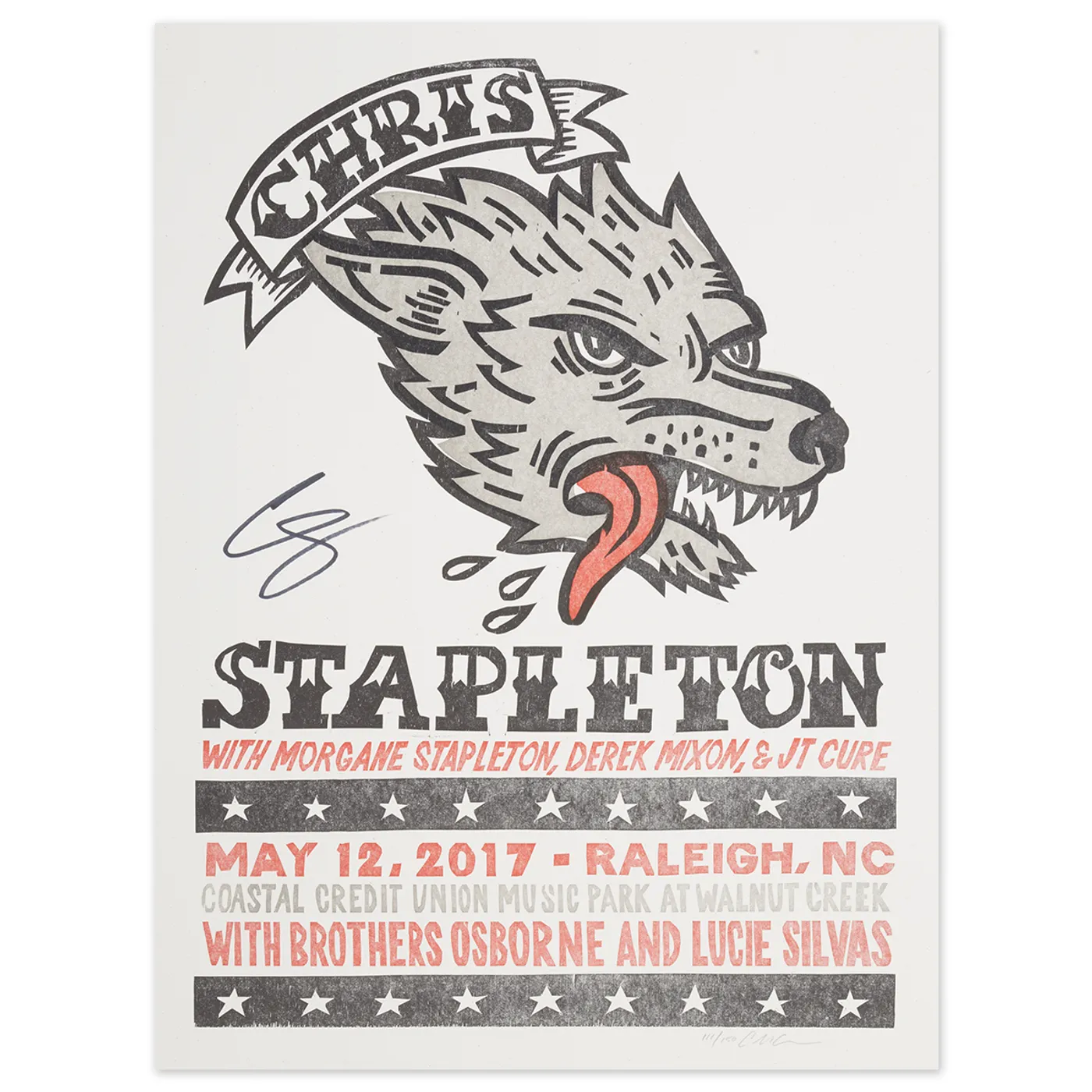 Signed Chris Stapleton Show Poster – Raleigh, NC 5/12/17