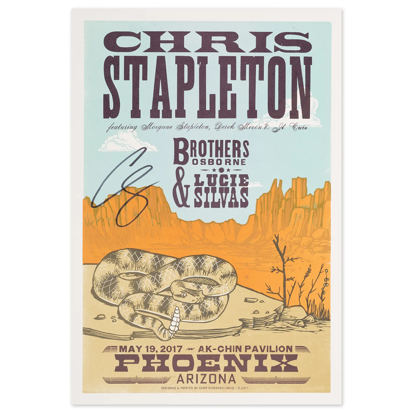 Signed Chris Stapleton Show Poster – Phoenix, AZ 5/19/17