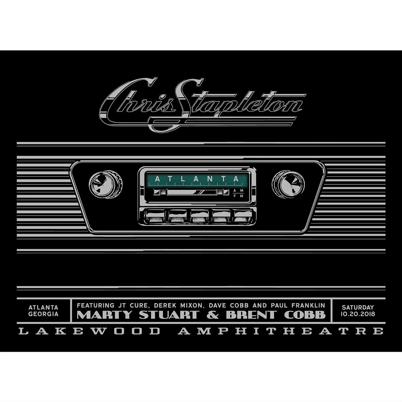Chris Stapleton Show Poster   Atlanta, GA 10/20/18