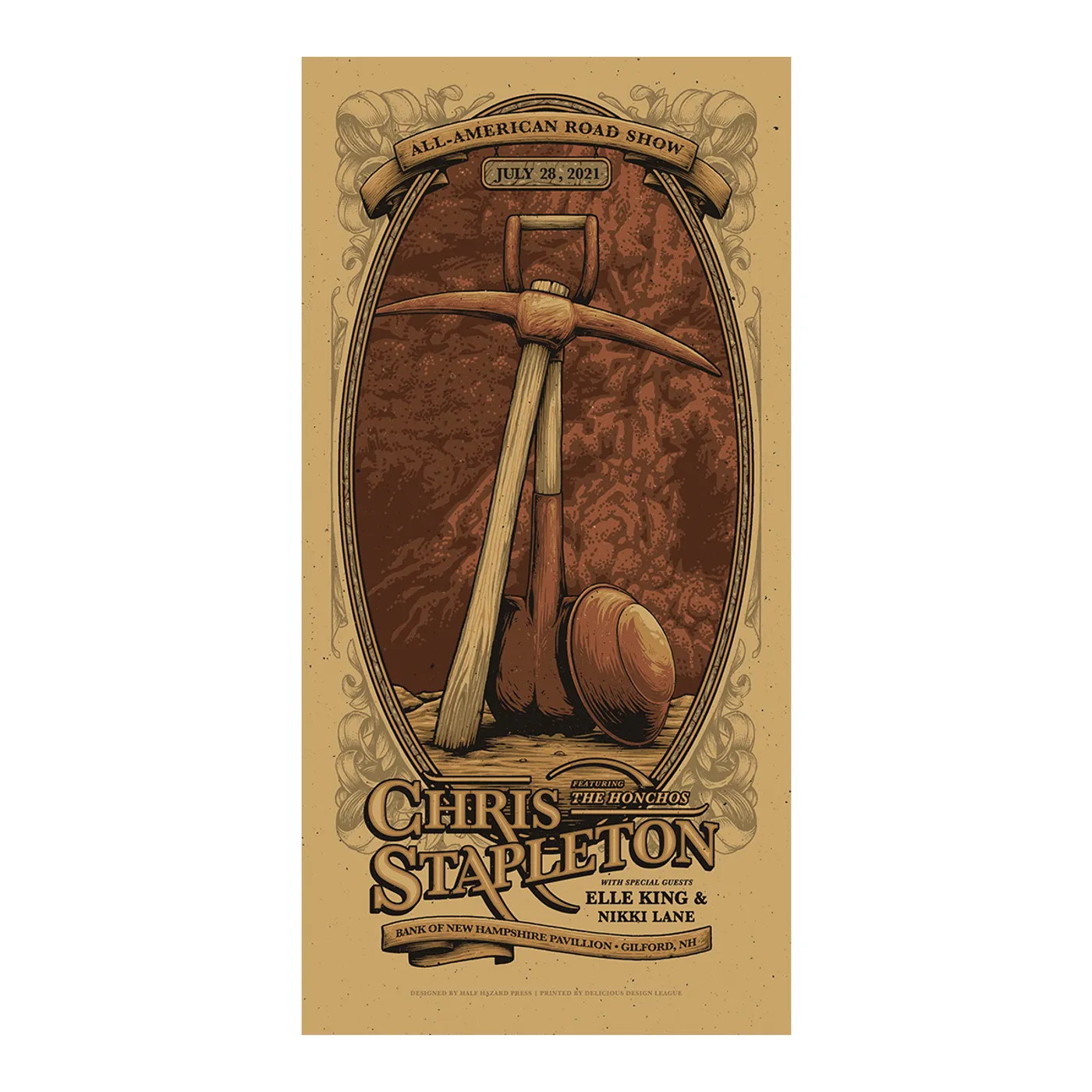Chris Stapleton Show Poster   Gilford, NH Night 1   07/28/21