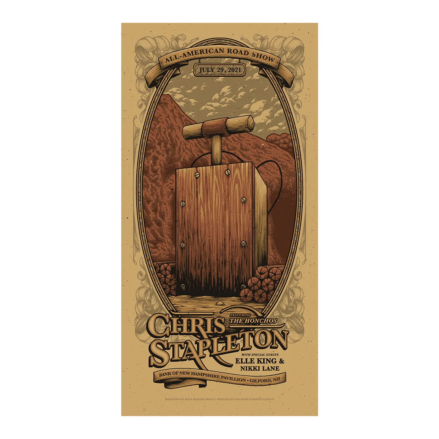 Chris Stapleton Show Poster   Gilford, NH Night 2   07/29/21