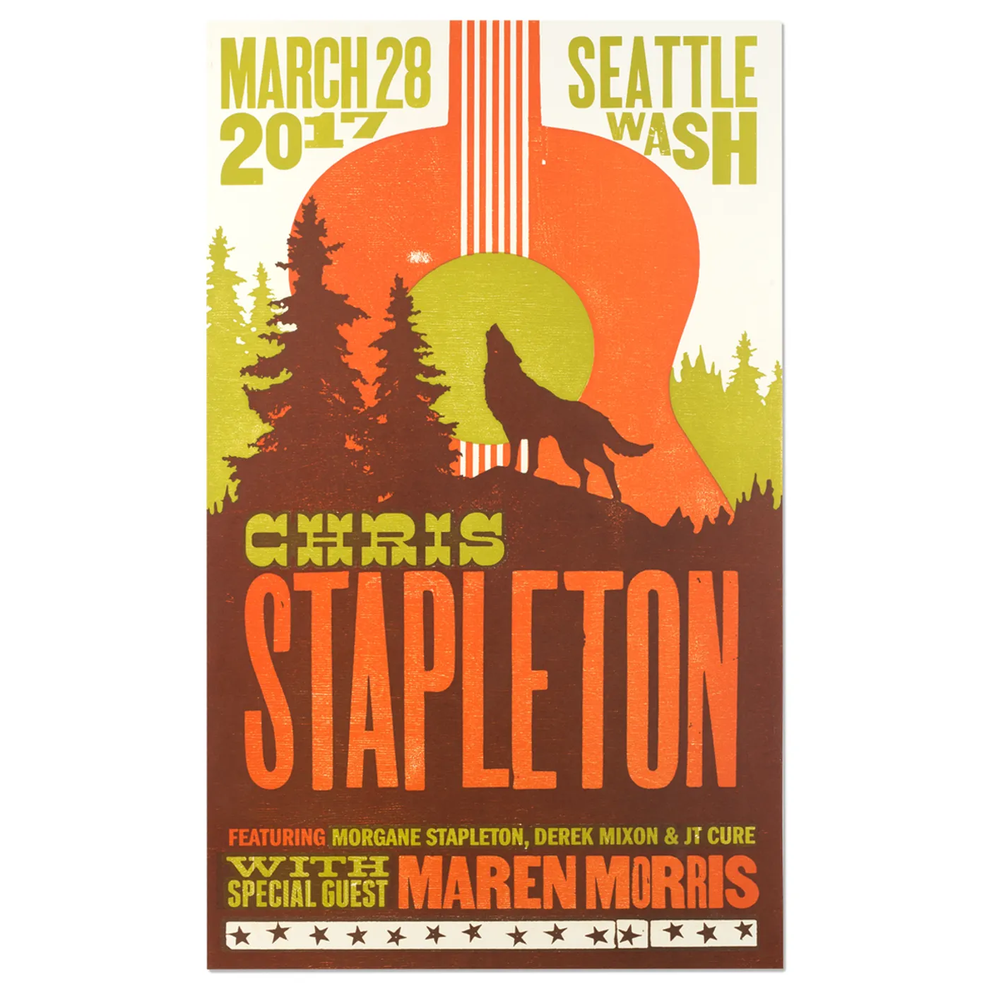 Chris Stapleton Show Poster - Seattle, WA 3/28/17