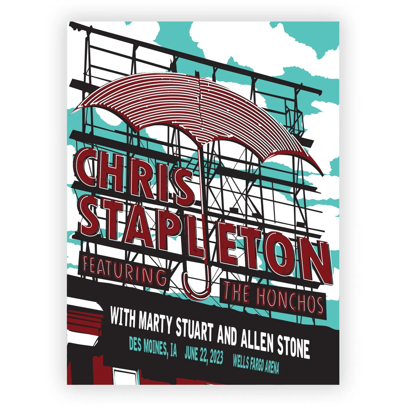 Chris Stapleton Show Poster – Des Moines, IA – 06/22/2023