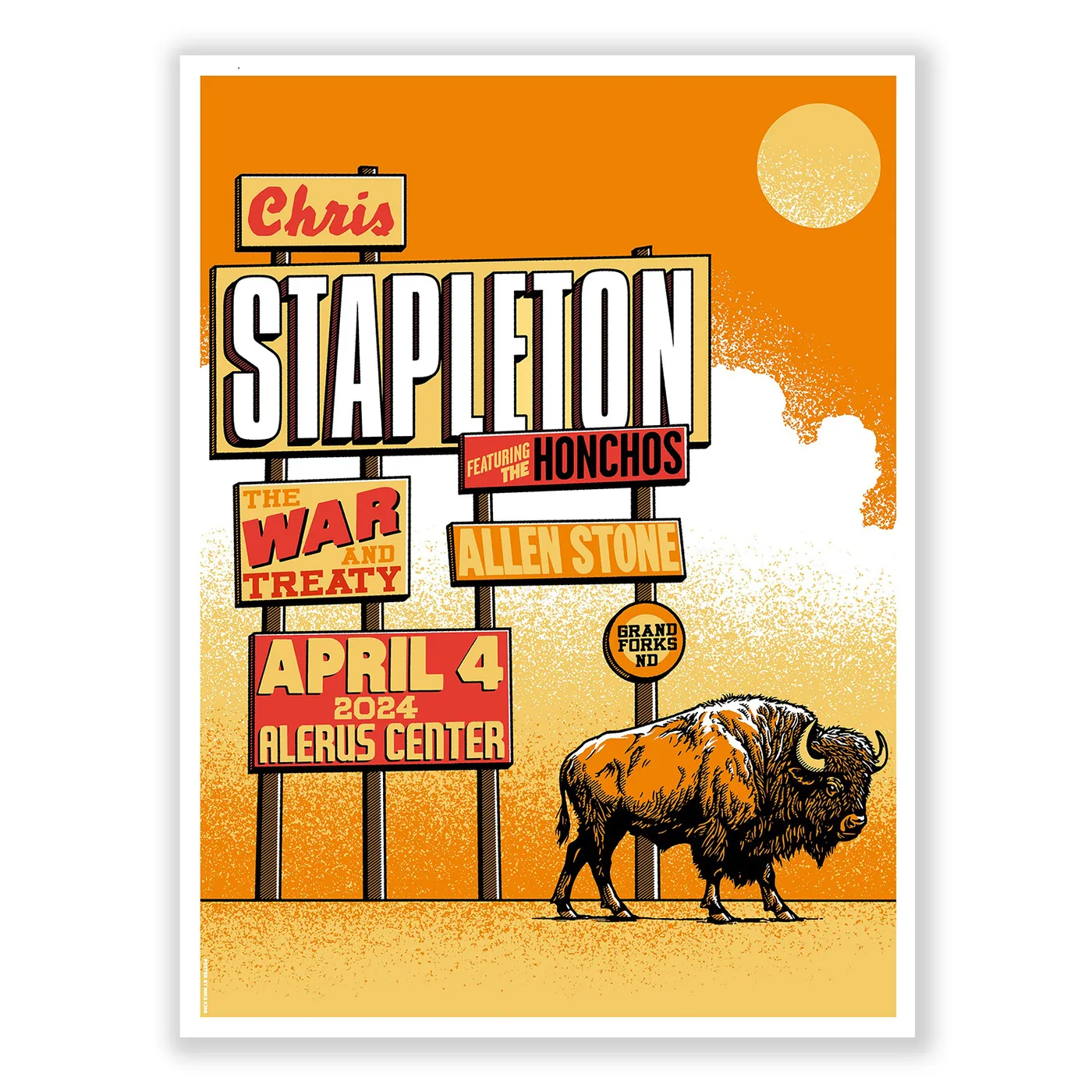 Chris Stapleton Show Poster  Grand Forks, ND  04/04/2024