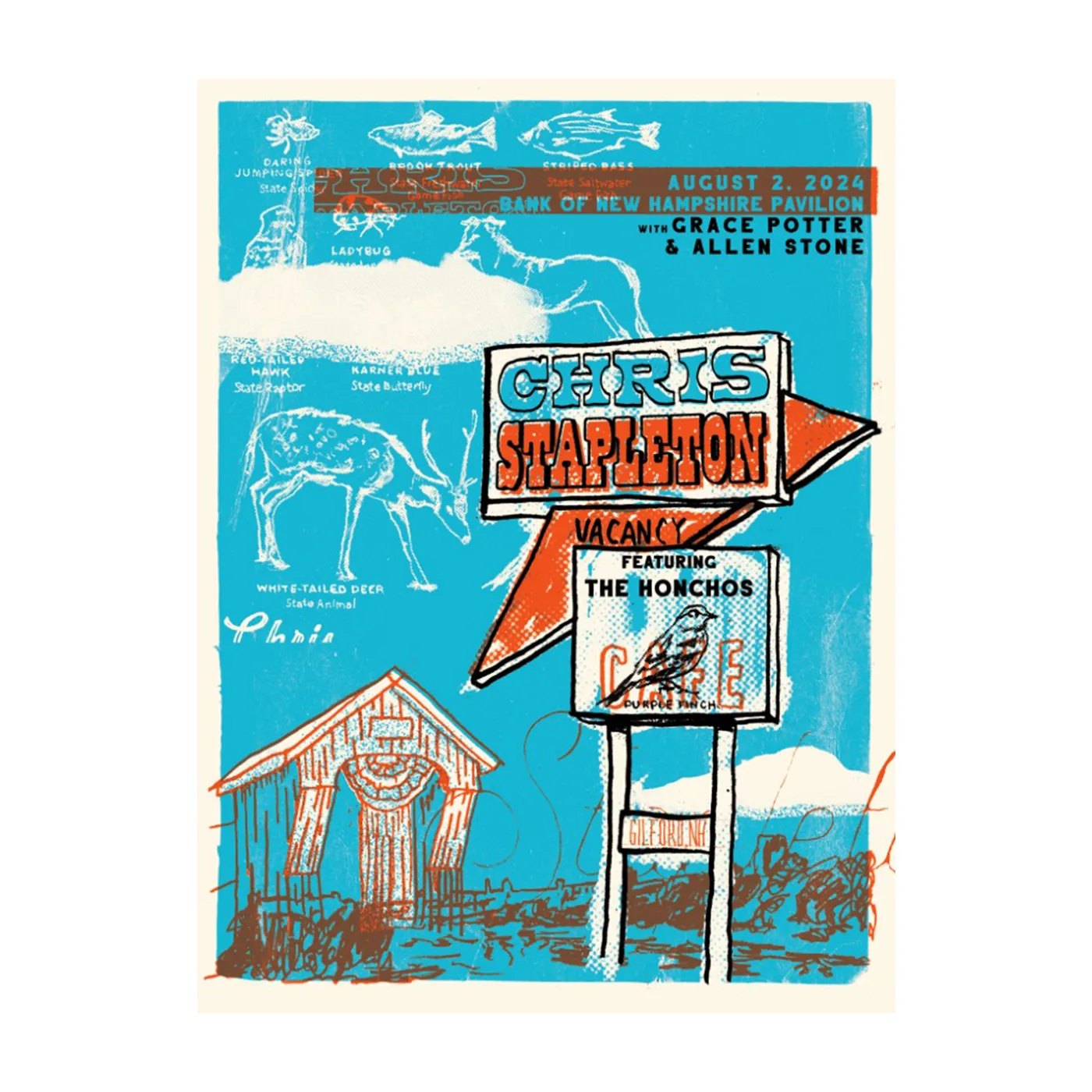 Chris Stapleton Show Poster  Gilford NH  08/02/2024