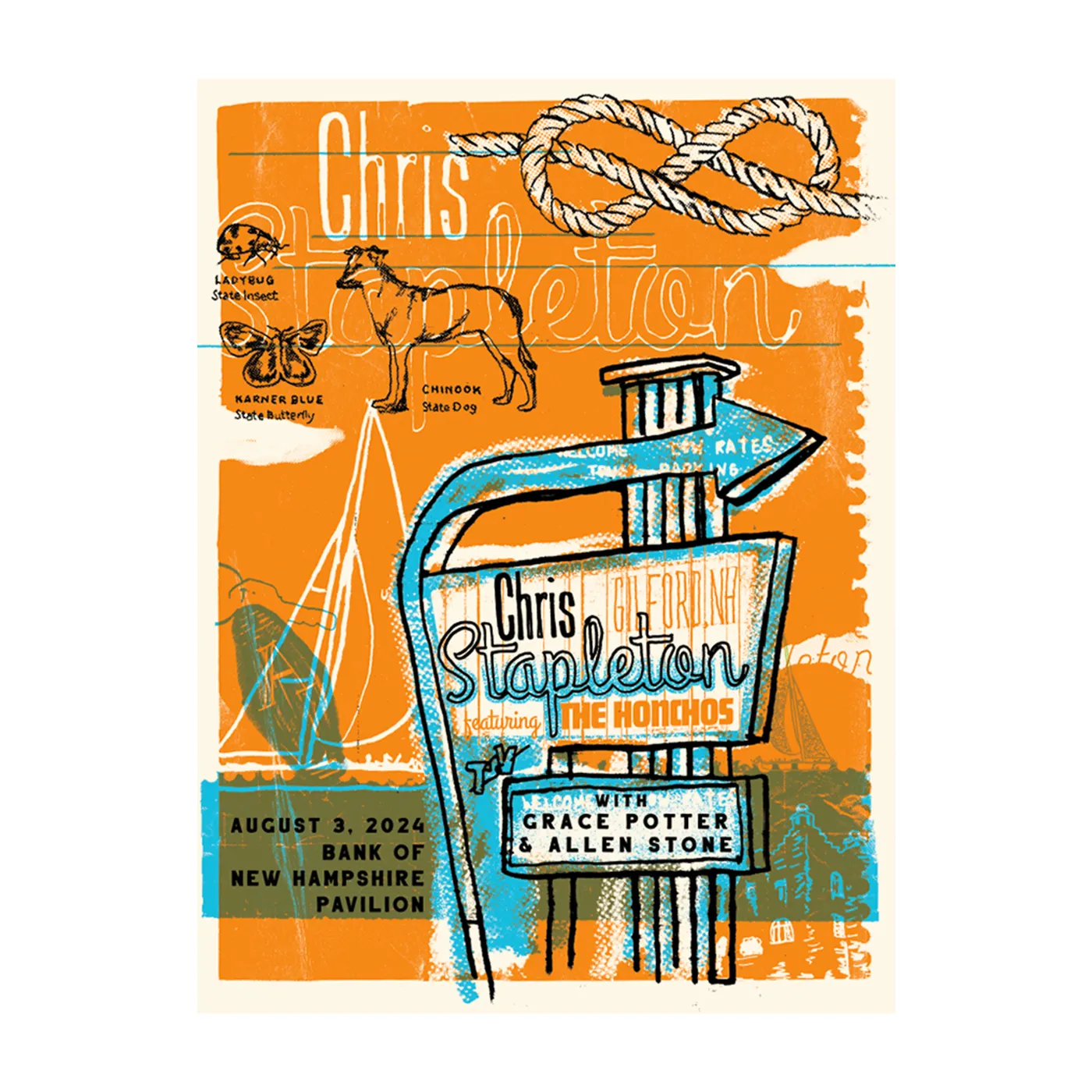 Chris Stapleton Show Poster  Gilford NH  08/03/2024