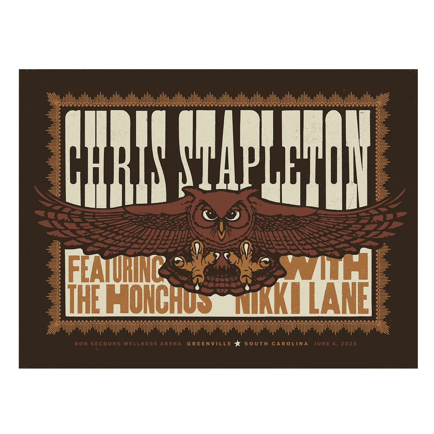 Chris Stapleton Show Poster  Greenville, SC  07/09/2025