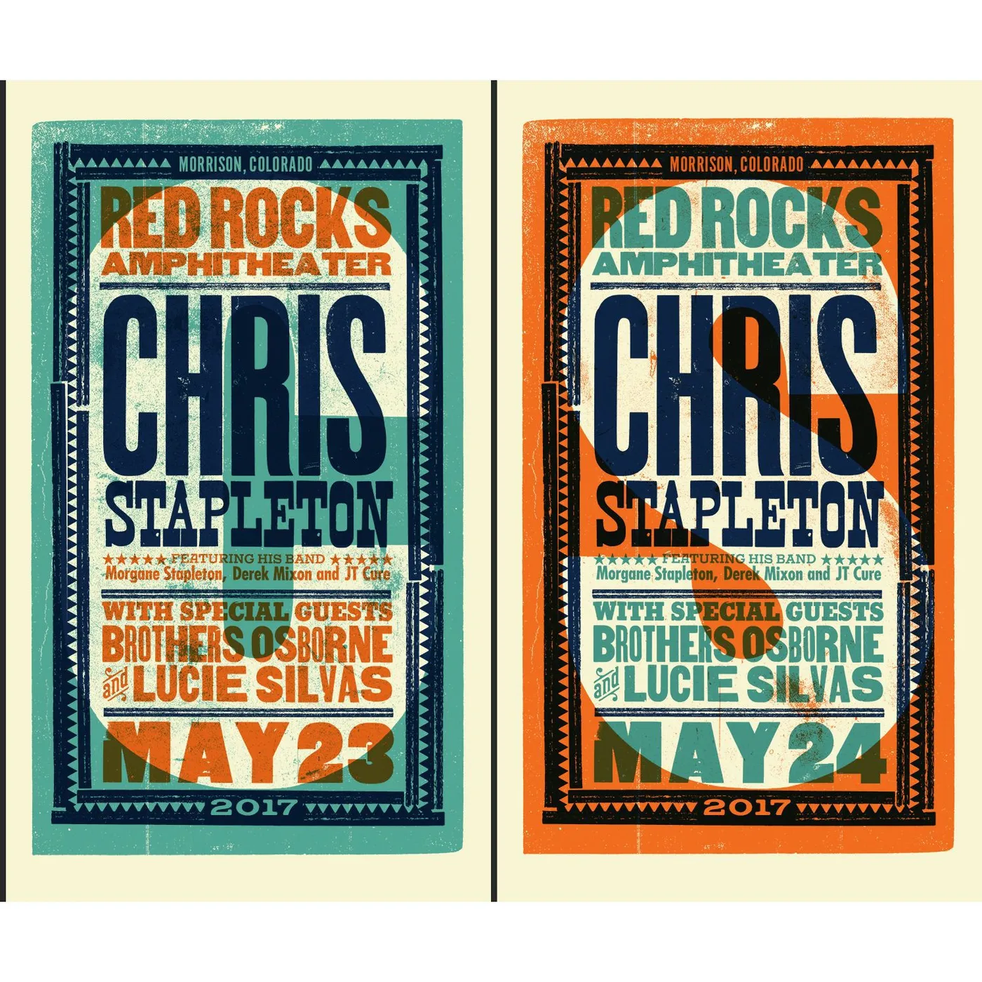 Chris Stapleton Show Poster – Red Rocks, CO 5/24/17 Second of Two