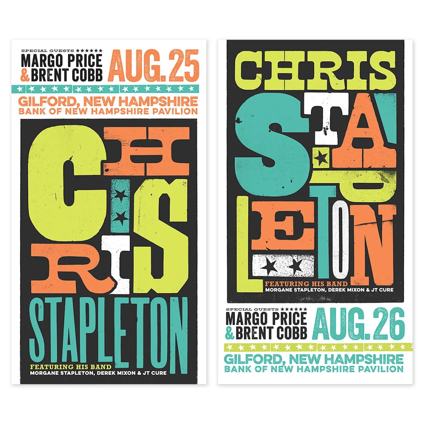 Chris Stapleton Show Poster   Gilford, NH Night 1 8/25/17
