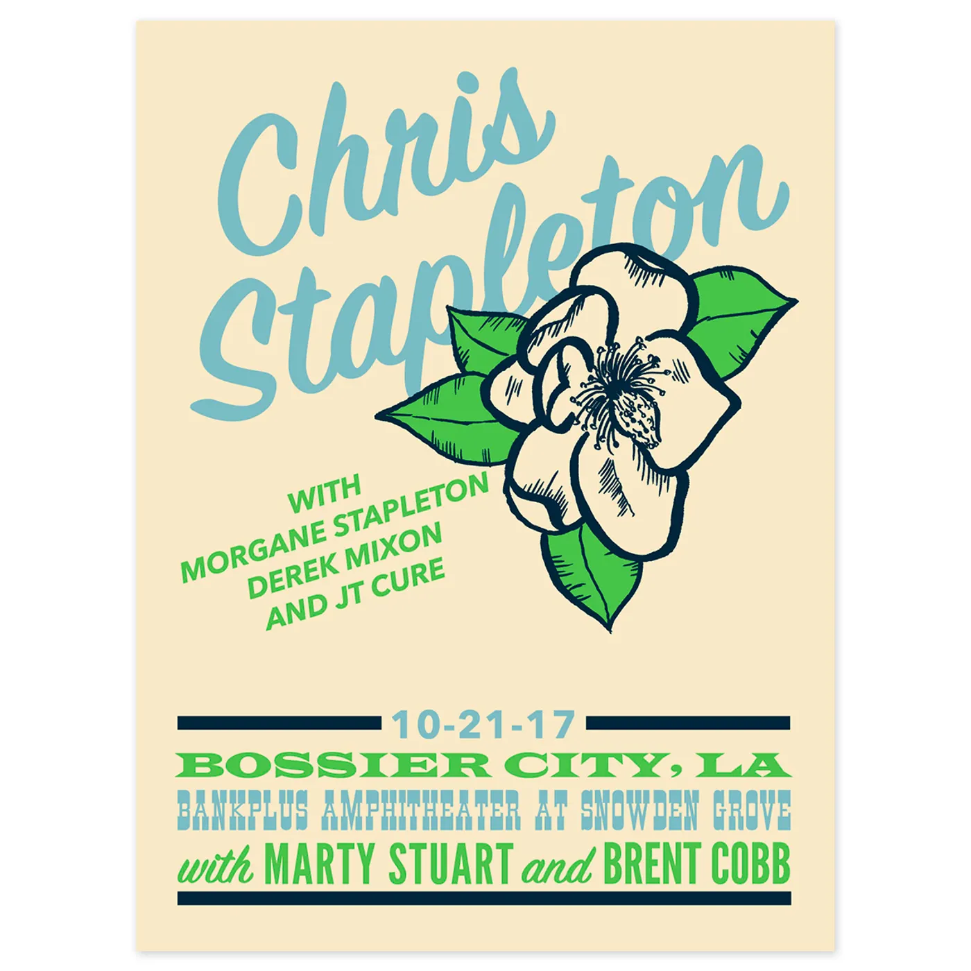 Chris Stapleton Show Poster   Bossier City, LA 10/21/17