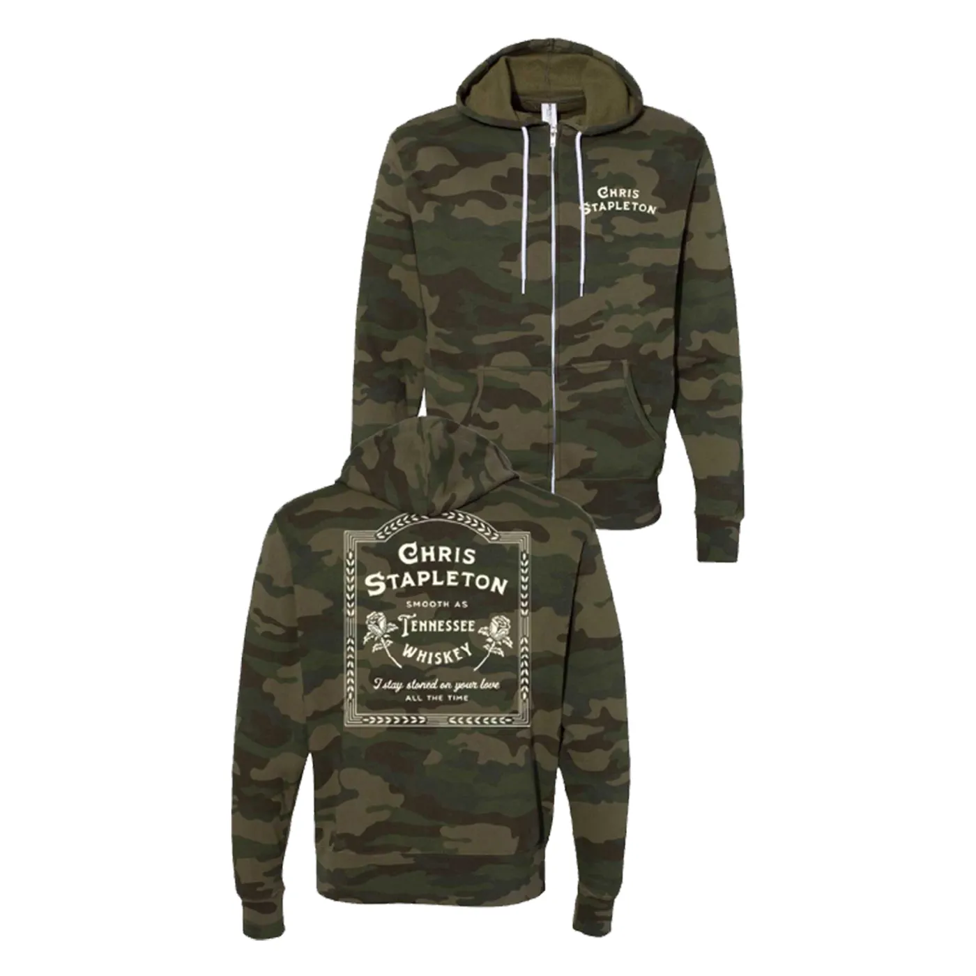 Chris Stapleton Tennessee Whiskey Camo Zip Hoodie