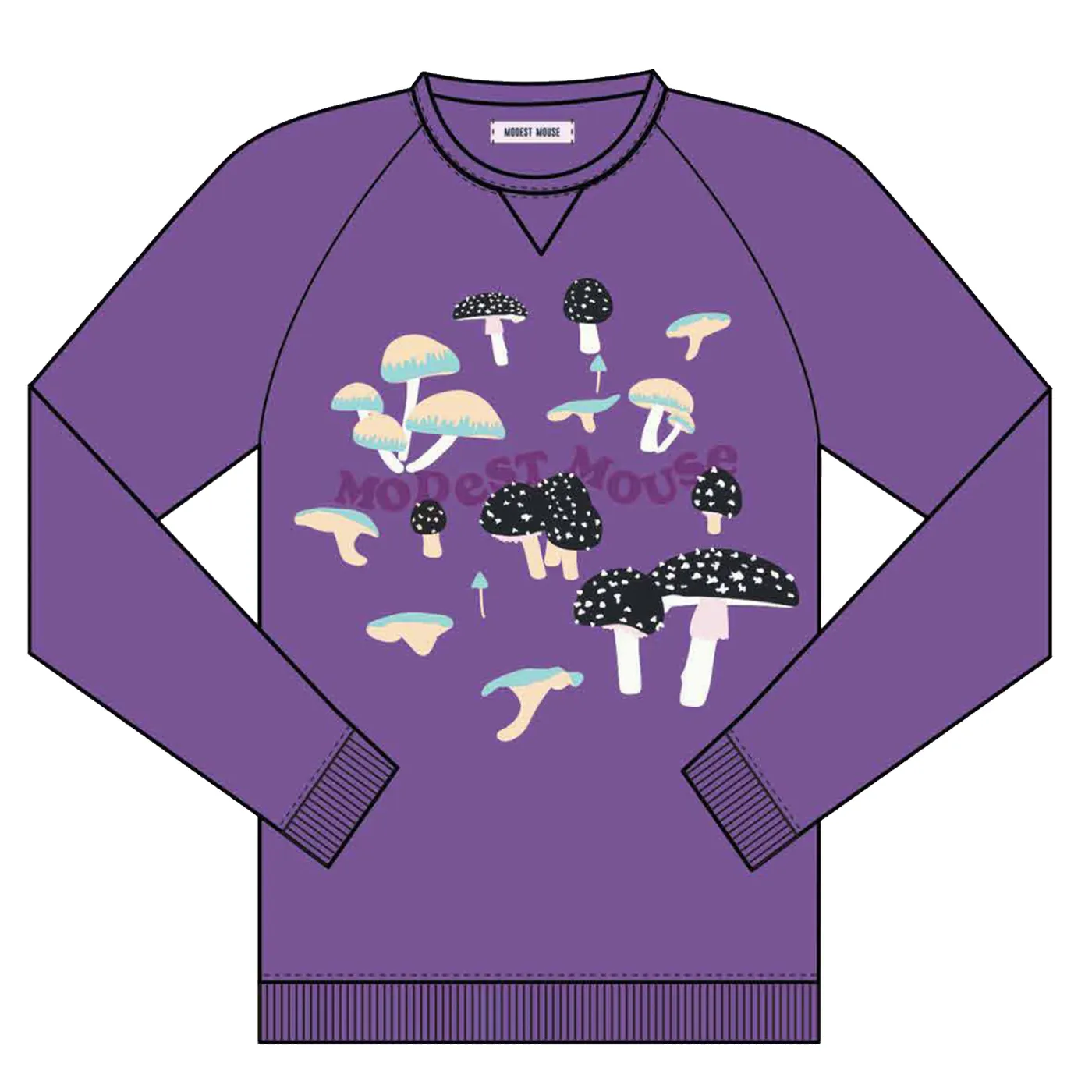 Modest Mouse Mushroom Pattern Crewneck Purple