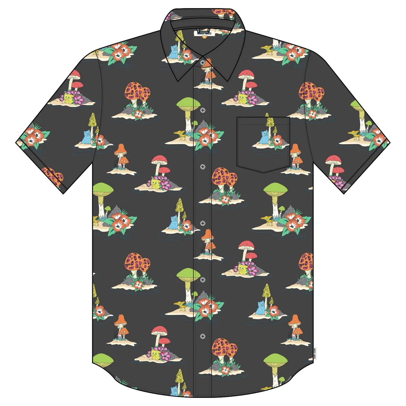 Modest Mouse Tropical Button Down Black