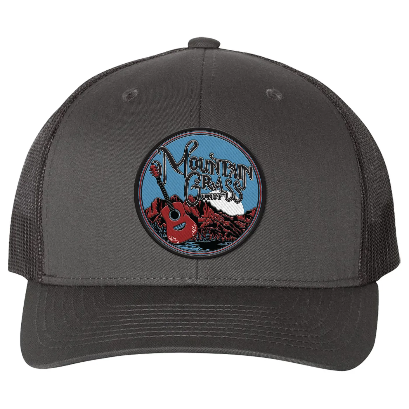 The Mountain Grass Unit Mountain Guitar Logo Retro Trucker - Grey