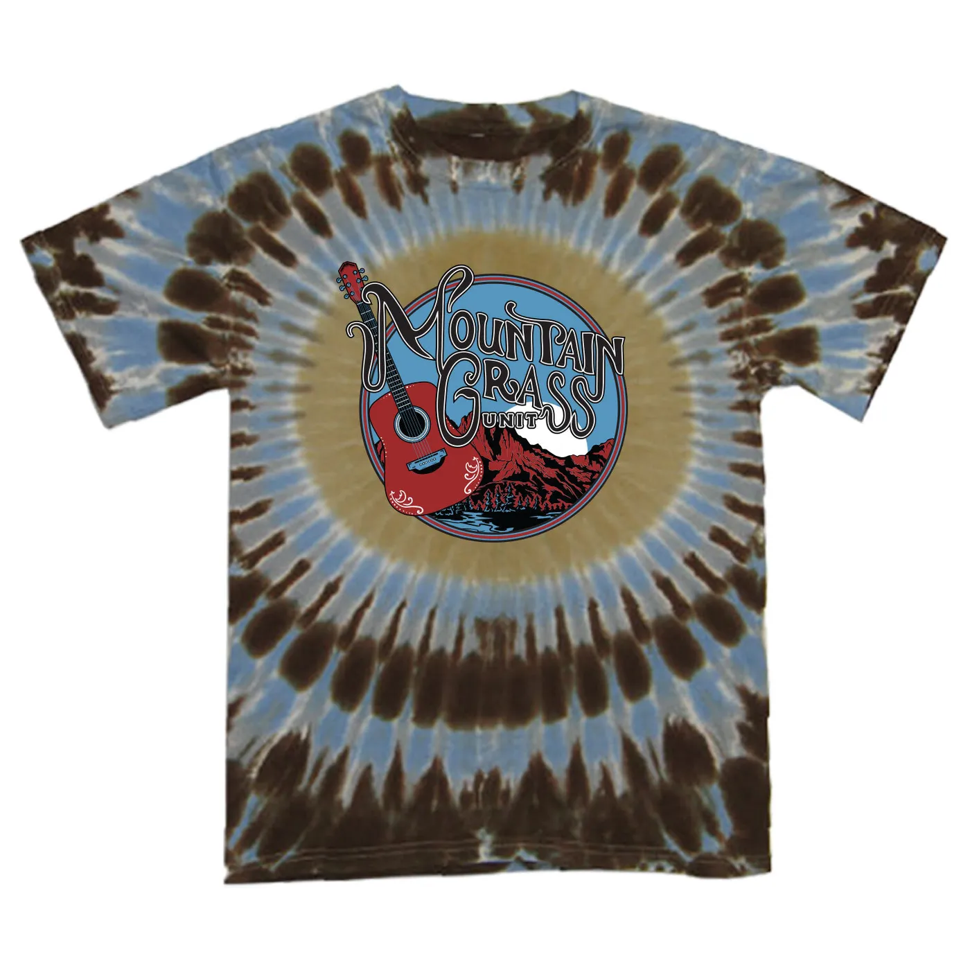 The Mountain Grass Unit Mountain Guitar Logo Tie-Dye Tee