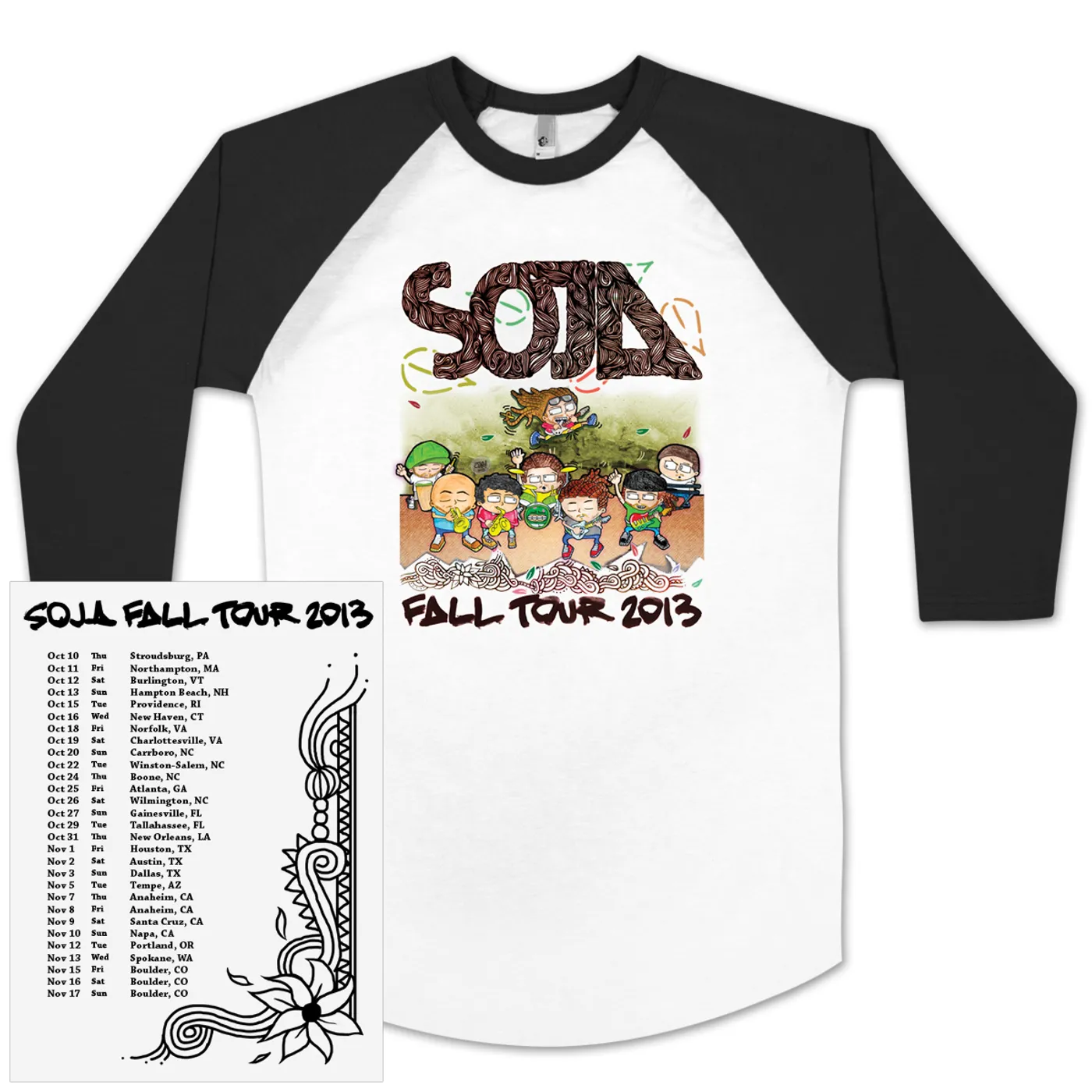 SOJA Fall Tour 2013 Baseball Tee
