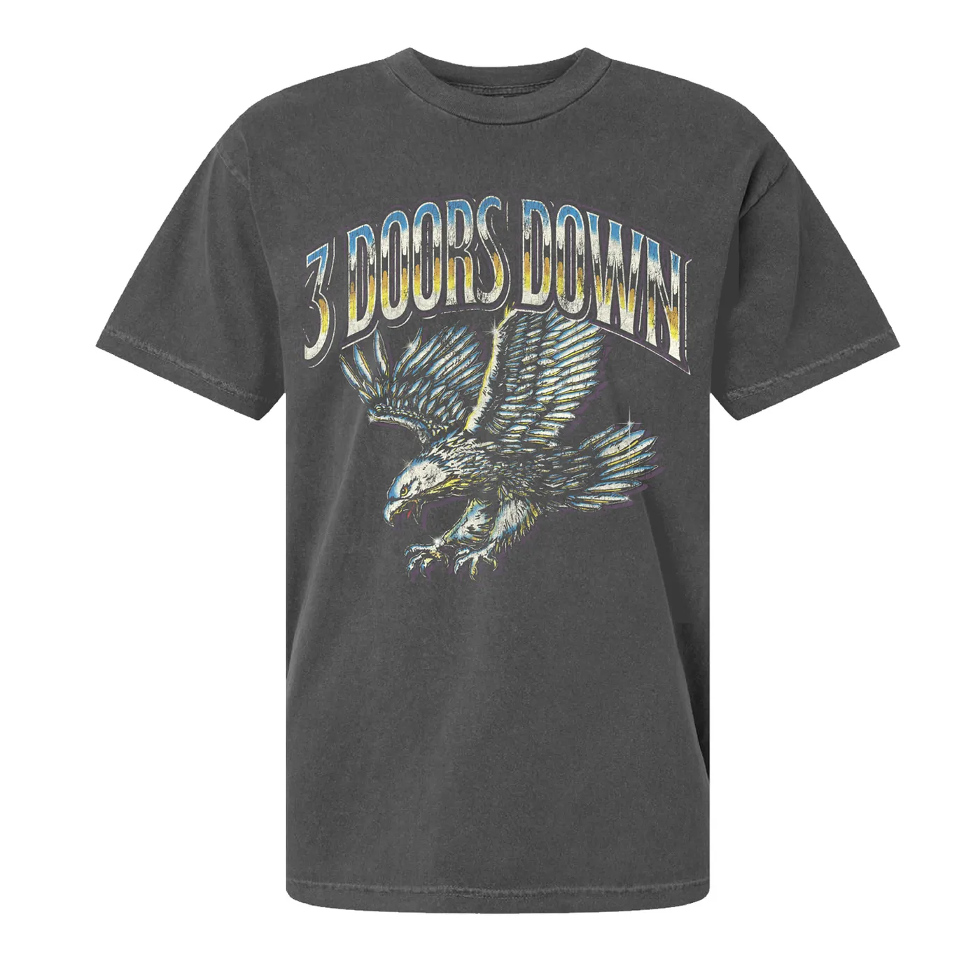 3 Doors Down Chrome Eagle Vintage Black Tee