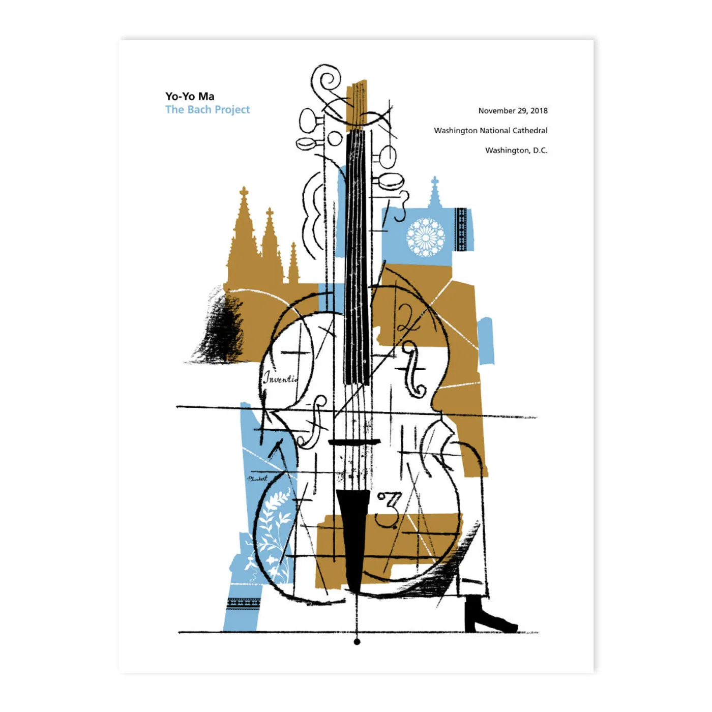 Yo-Yo Ma The National Cathedral 2018 Poster by David Plunkert