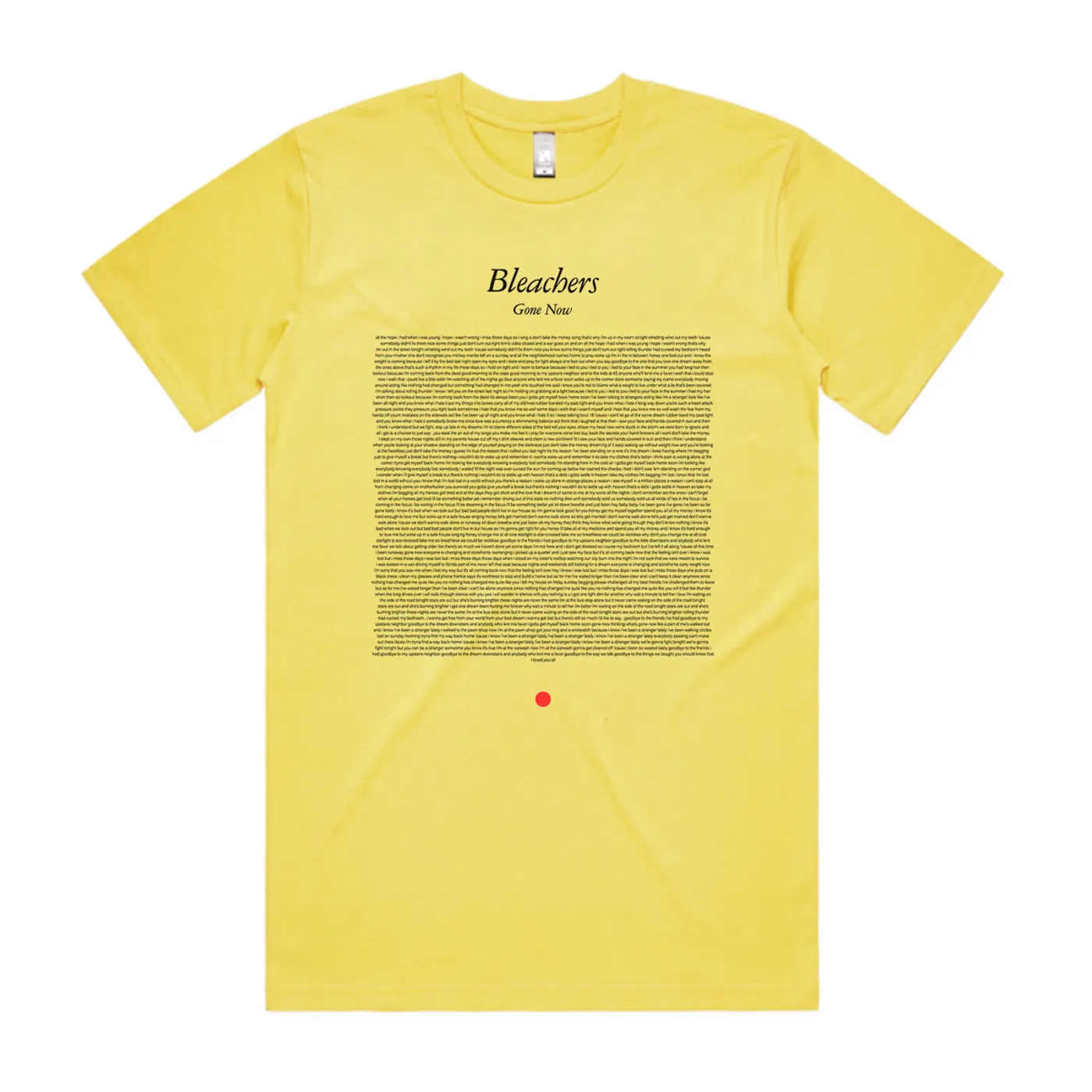 Bleachers GONE NOW FULL ALBUM LYRIC TEE