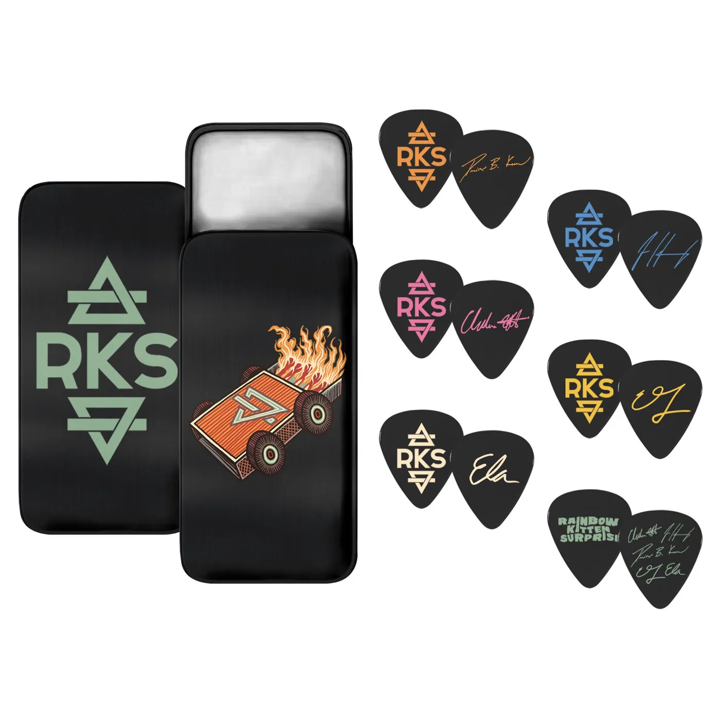 Rainbow Kitten Surprise Collectors Set of 6 Guitar Picks with Tin