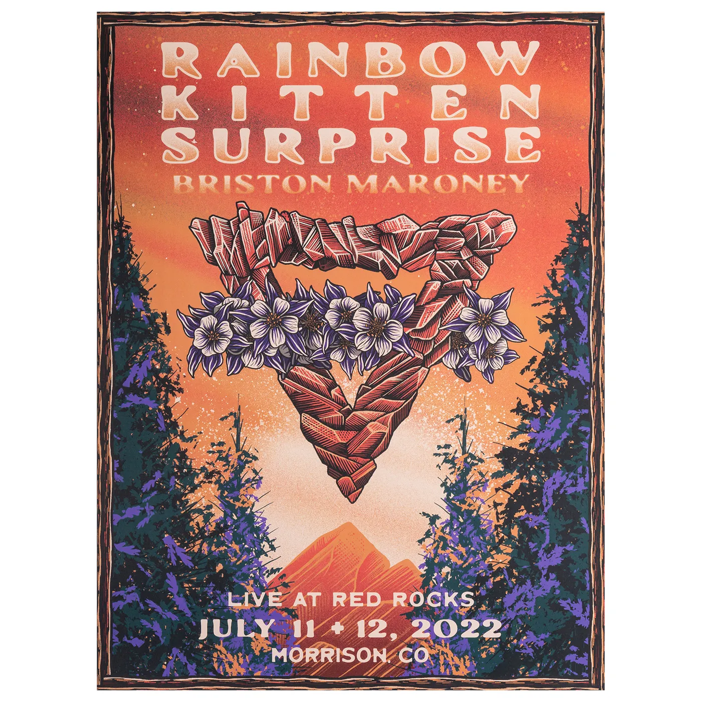 Rainbow Kitten Surprise Red Rocks 2022 Event Poster