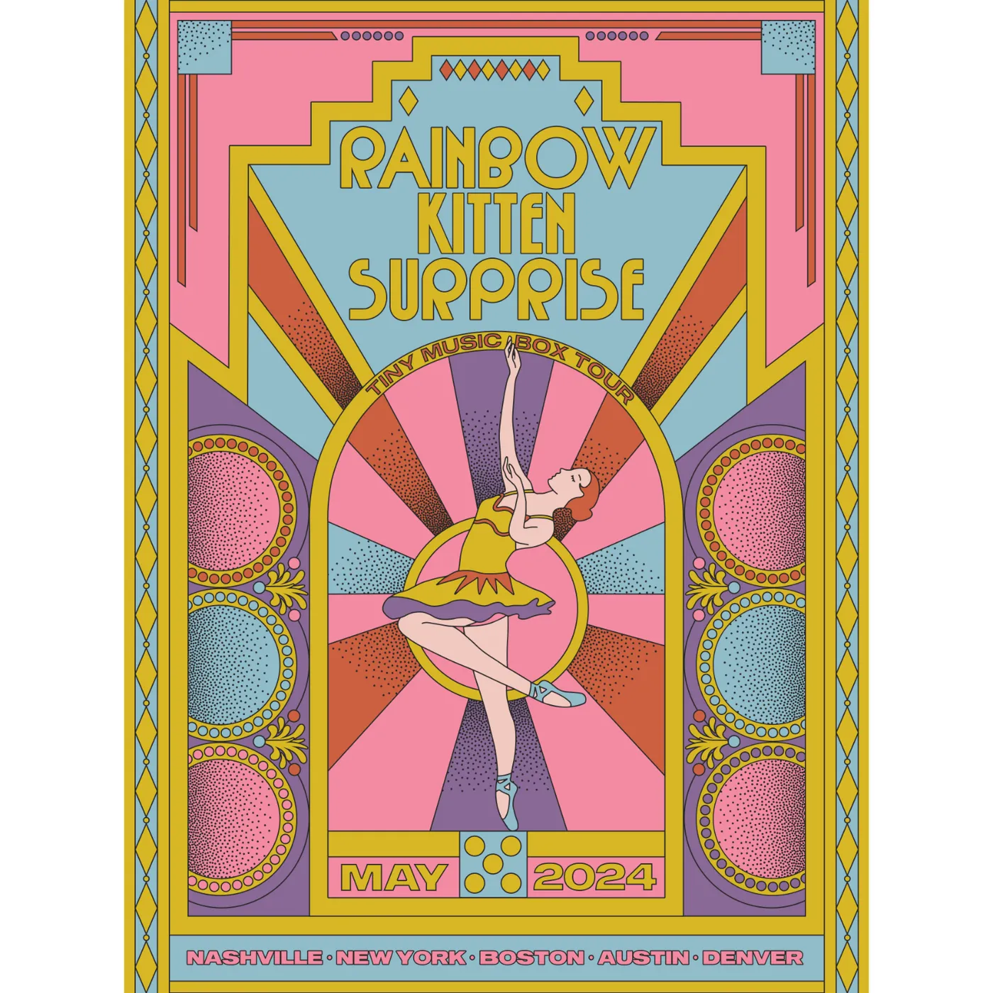 Rainbow Kitten Surprise Tiny Music Box Spring Tour Poster – 18x24