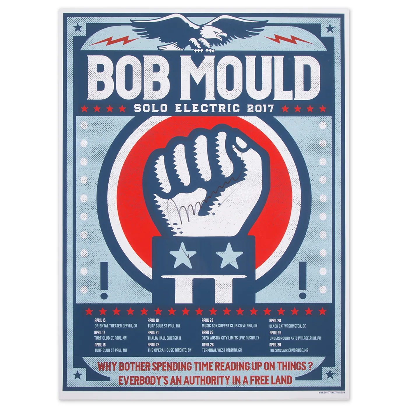 Signed Bob Mould Solo Electric April 2017 Tour