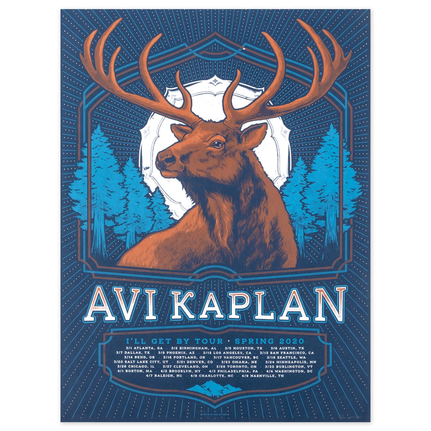 Avi Kaplan Blue 2020 I'll Get By Tour Poster