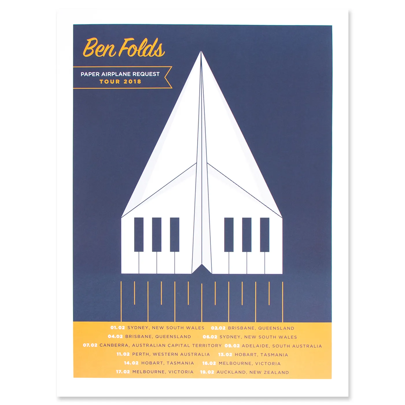 Ben Folds Paper Airplane 2018 Australian Tour Poster