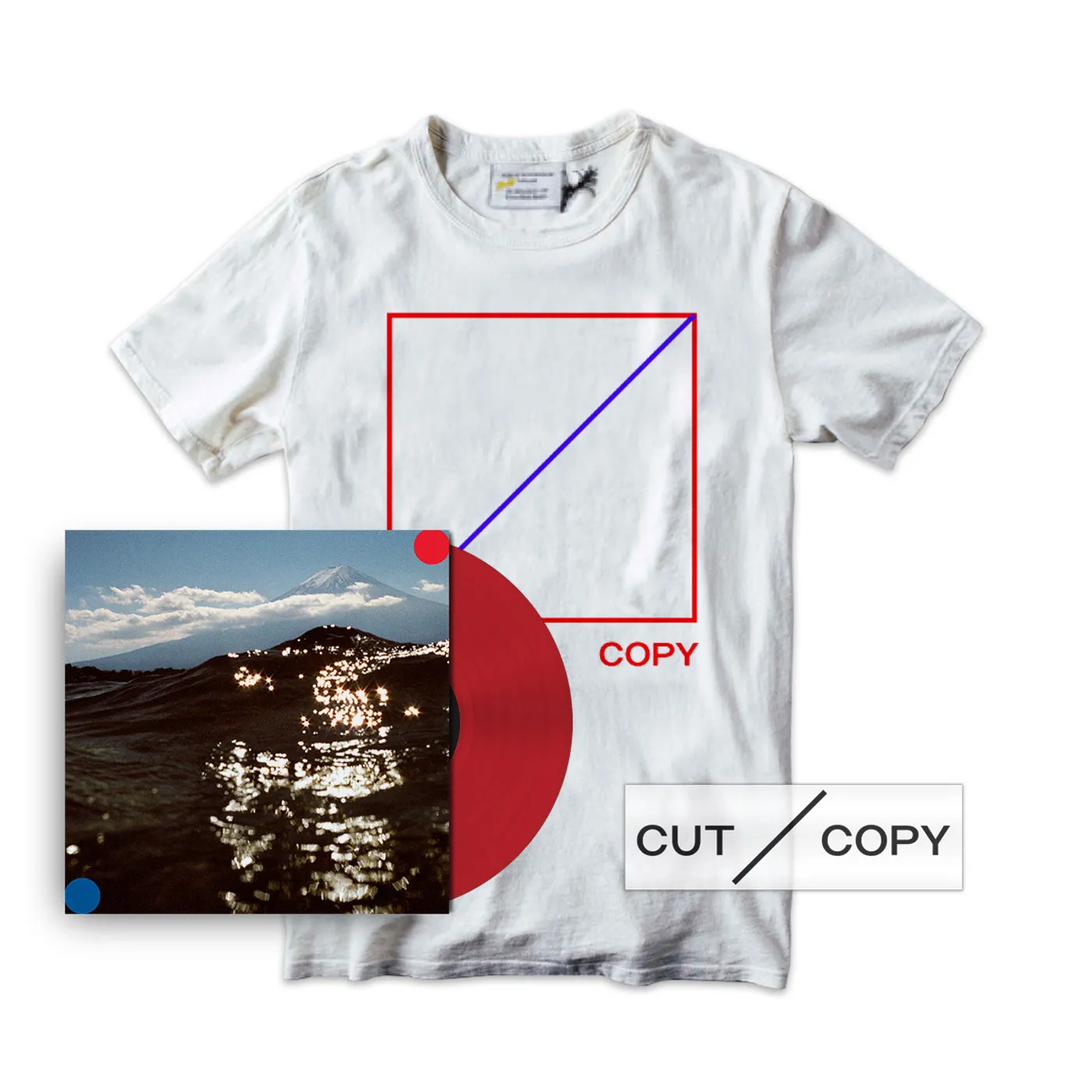 Cut Copy Freeze, Melt T-shirt, Red Vinyl & Sticker