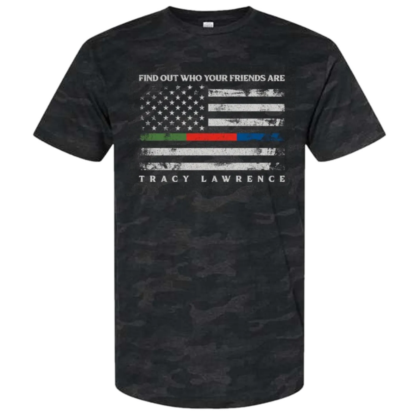 Tracy Lawrence Black Camo Flag Tour Tee