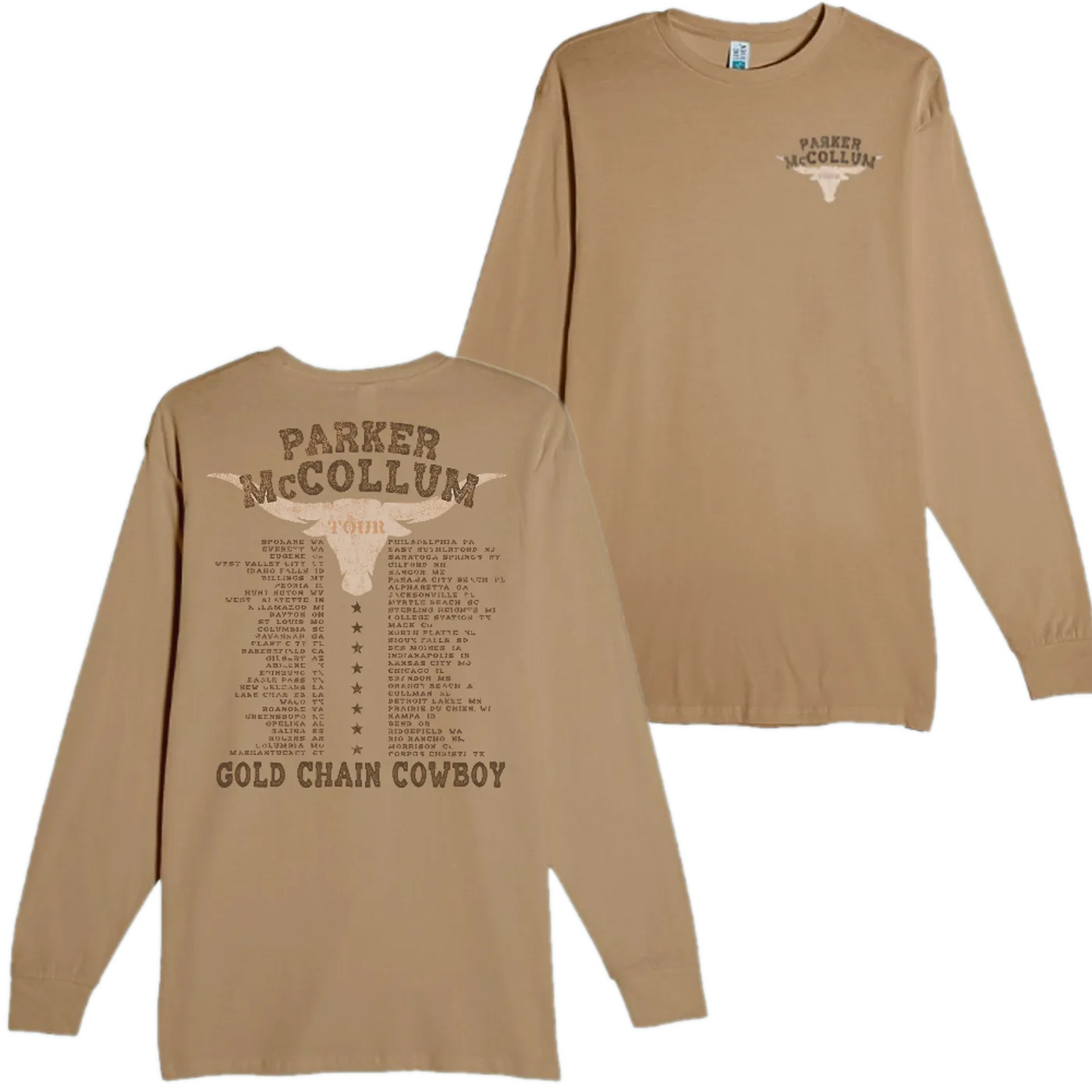 Parker McCollum 2024 Long Sleeve Gold Chain Cowboy Tour Tee
