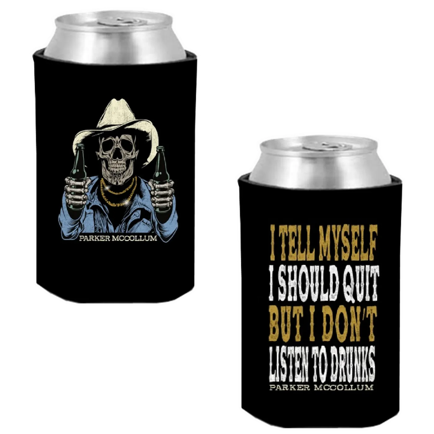 Parker McCollum Black "Listen to Drunks" Coolie